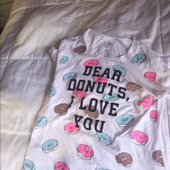 White donut shirt with text on front - Picture 1 of 3