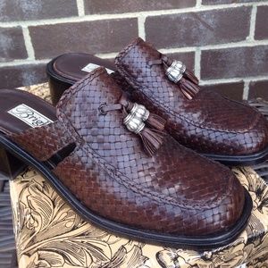 Brighton "Lush" slide on brown woven shoe