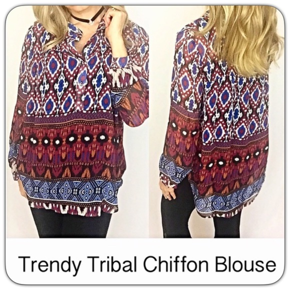 Boho Hippie Tribal Chiffon Blouse Top M sold - Picture 2 of 5