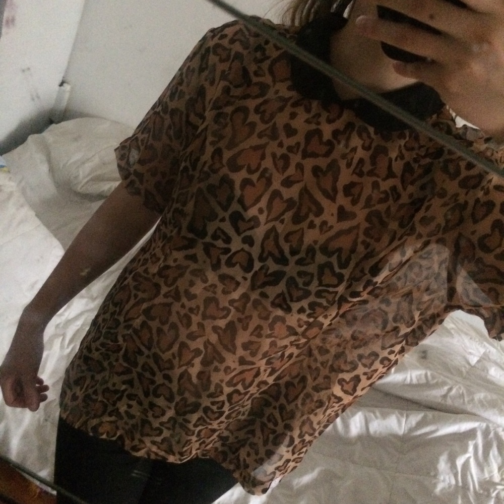 Drop Dead leopard heart print shirt