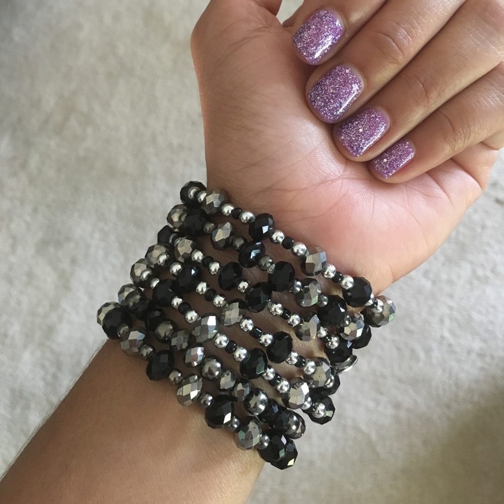 Cookie Lee Crystals Stretchable Bracelet Set of 7