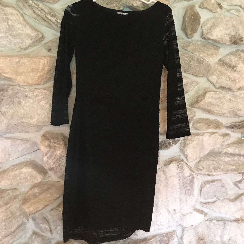 MSSP Black Lace Long Sleeve Dress