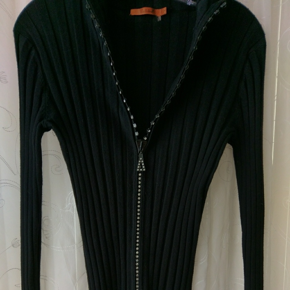 Belldini Rhinestone Cardigan Crystal Zipper