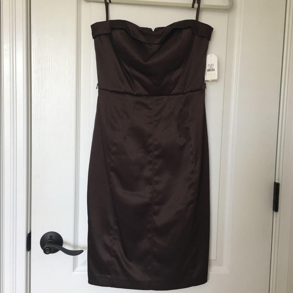 Jessica Simpson Brown Satin Strapless Dress