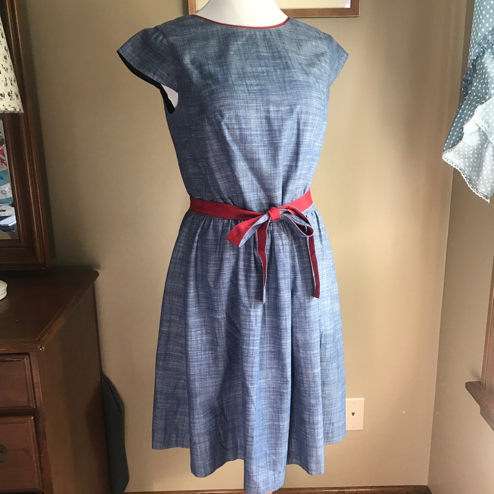 Brooks Brothers Button Back Chambray Dress Sz 8
