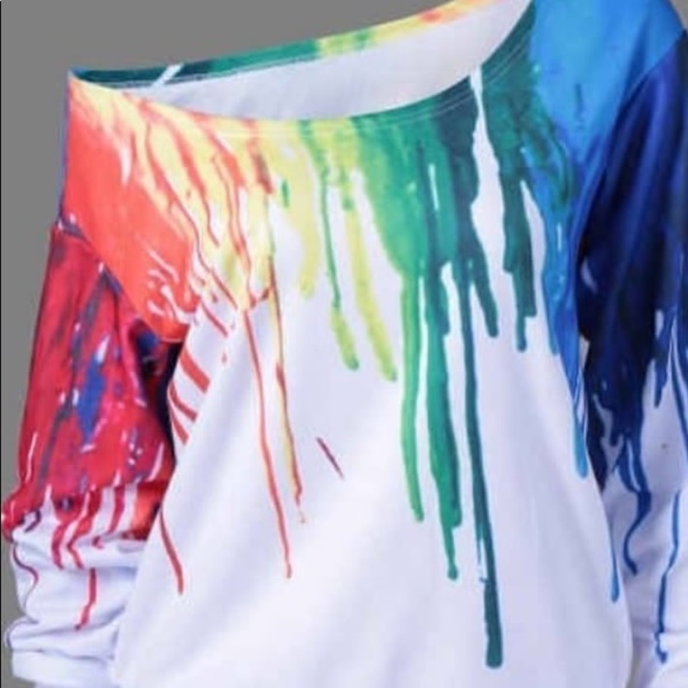White with a rainbow 🌈 colors Sweater