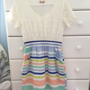FRANCESCAS Lace & Stripes Dress