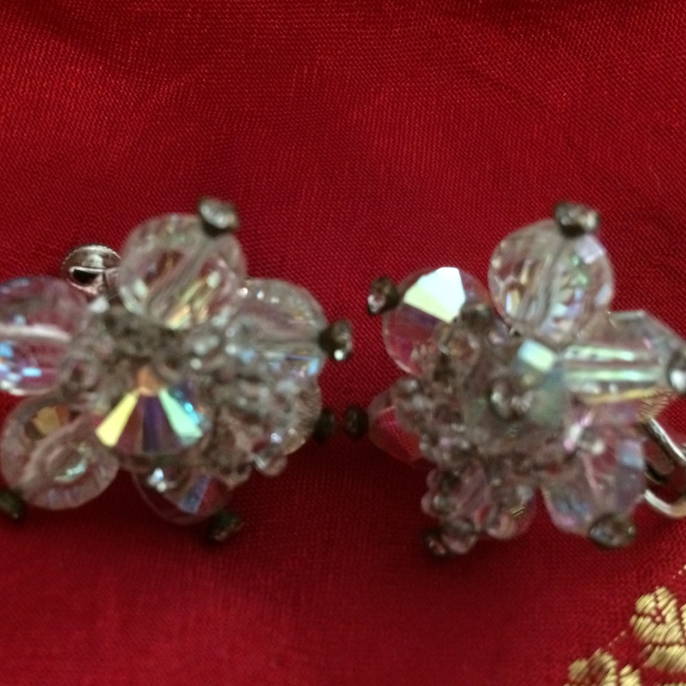 Vintage iridescent clip on earrings