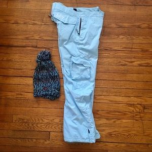 Powder Blue Ski Pants and Hat