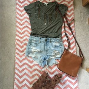 Distressed Denim Shorts