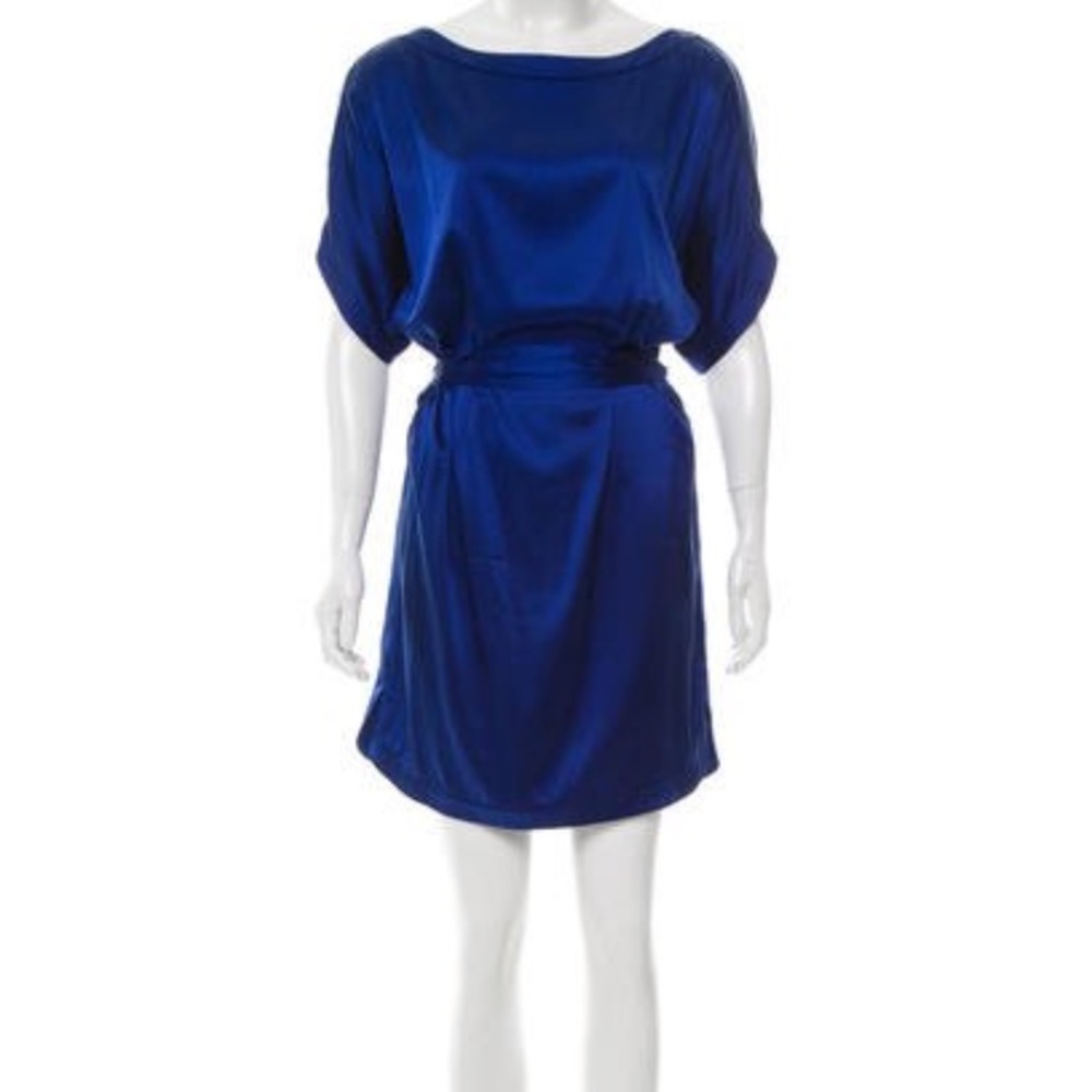 Diane Von Furstenberg Giselle Blue Silk Mini Dress