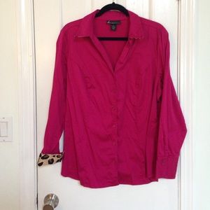Lane Bryant Magenta button down with leopard print