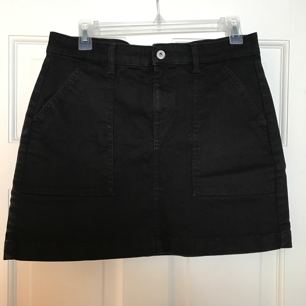 Black Denim Mini Skirt