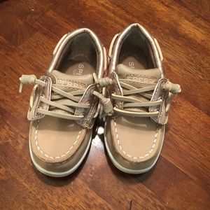 Sperry rose gold toddler shoe