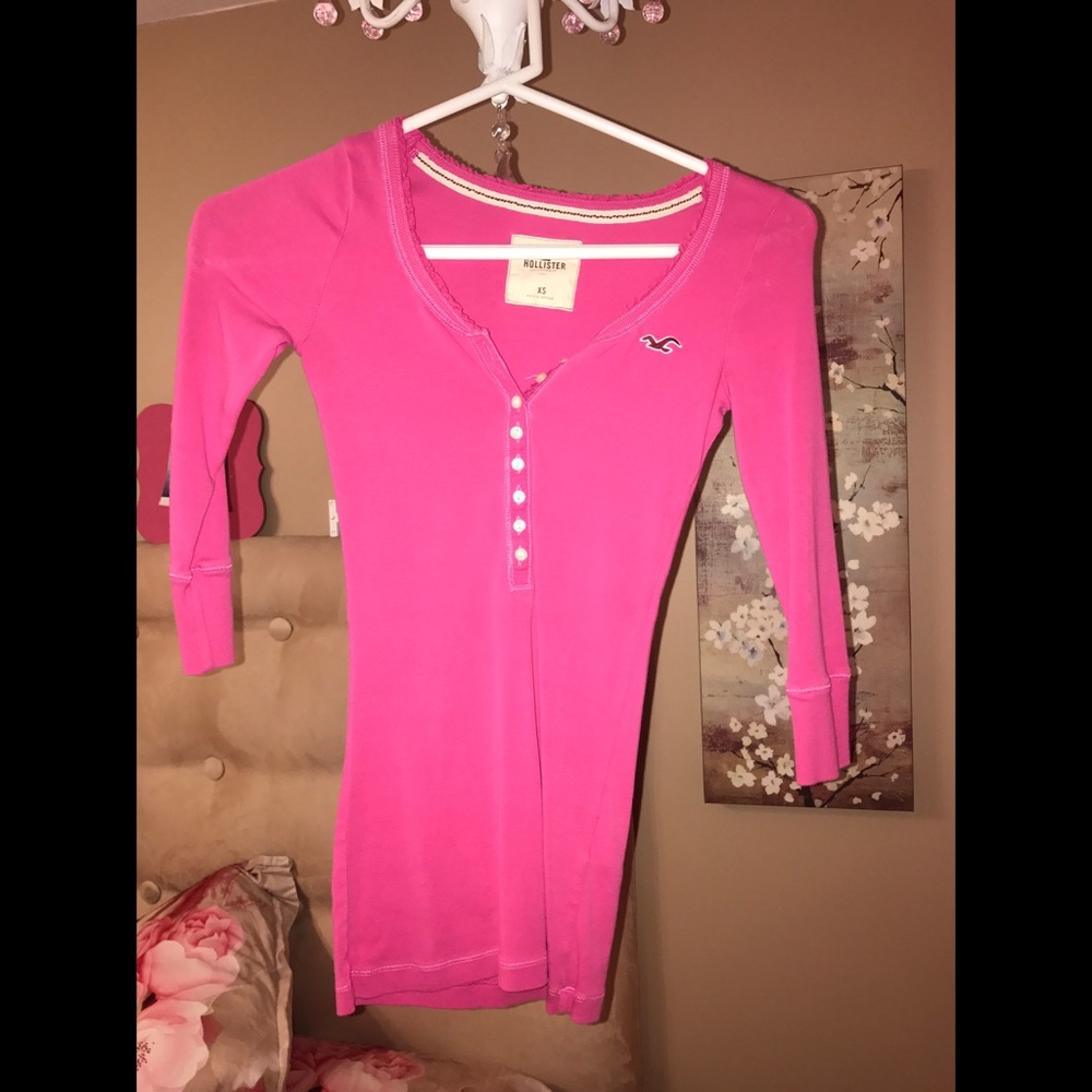 Hollister Half Sleeve Pink Shirt