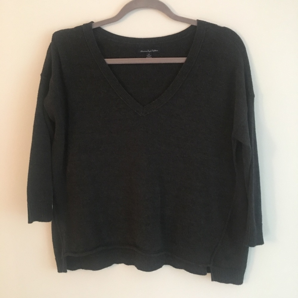 AEO Grey V Neck Sweater
