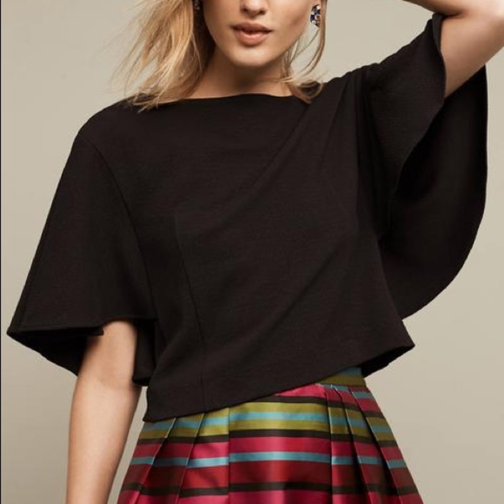 Anthropologie Eri + Ali Black Cropped Viv Top