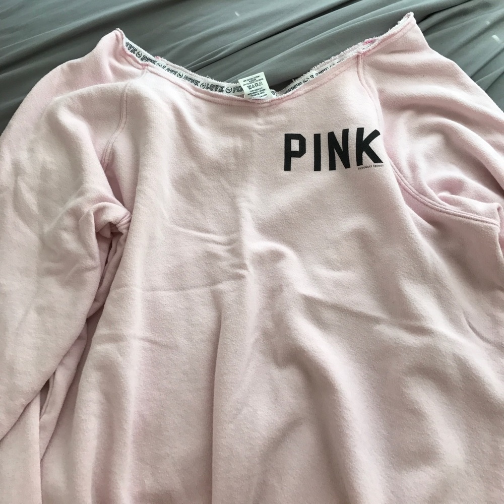 Light pink off the shoulder sweater