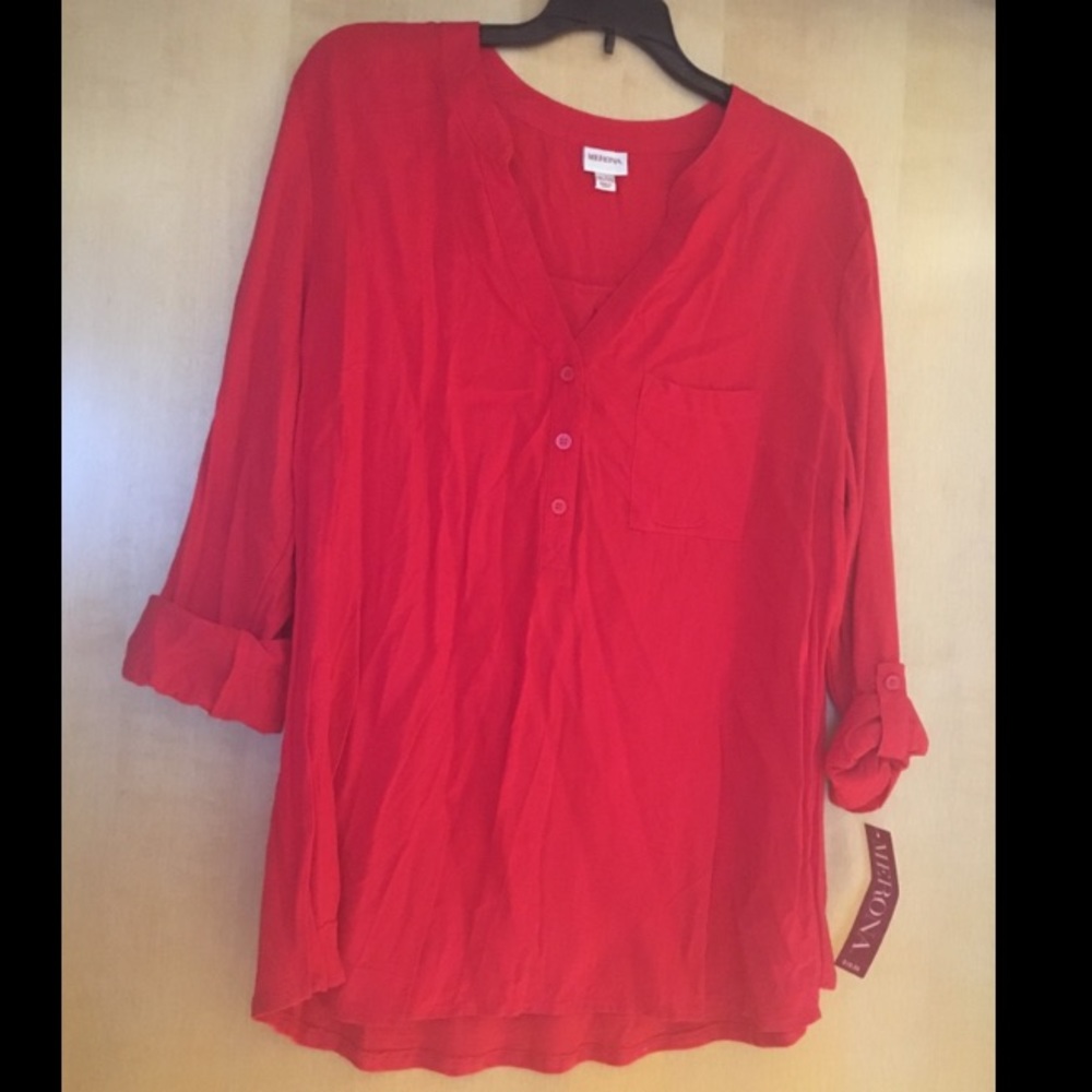 Red Merona 3/4 Sleeve Blouse