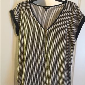 Silky Zip Front Rolled Sleeve Blouse