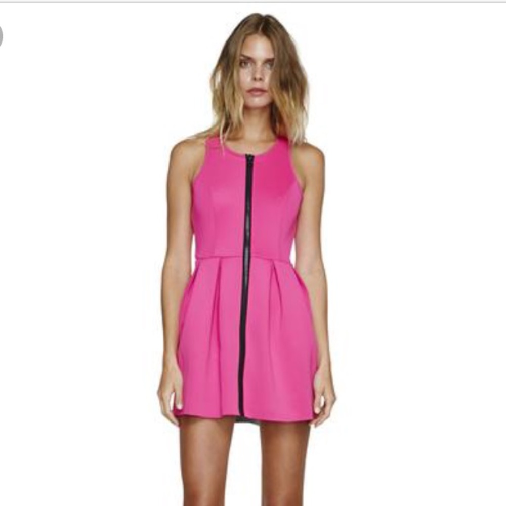 Stylestalker hot pink neoprene zip dress XS