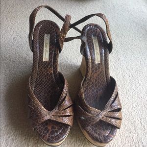 Charlotte Russe brown snakeskin wedges