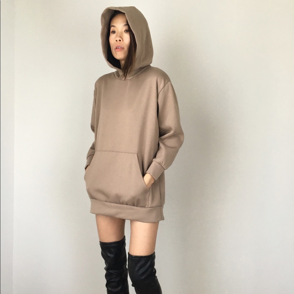 TOP TREND celebrity style NUDE long sweatshirt - Picture 3 of 7