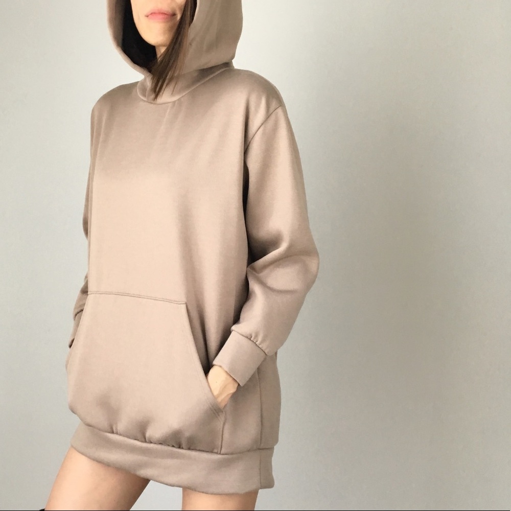 TOP TREND celebrity style NUDE long sweatshirt - Picture 4 of 7
