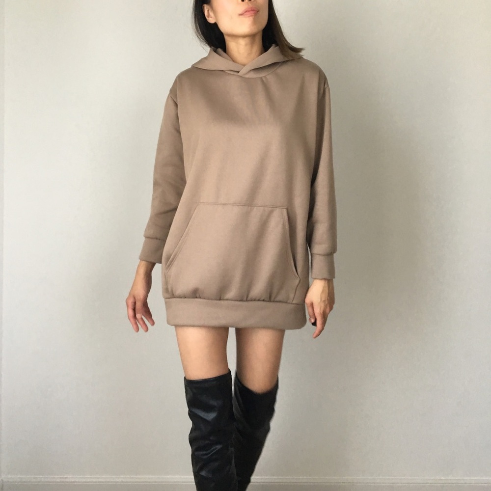 TOP TREND celebrity style NUDE long sweatshirt - Picture 5 of 7