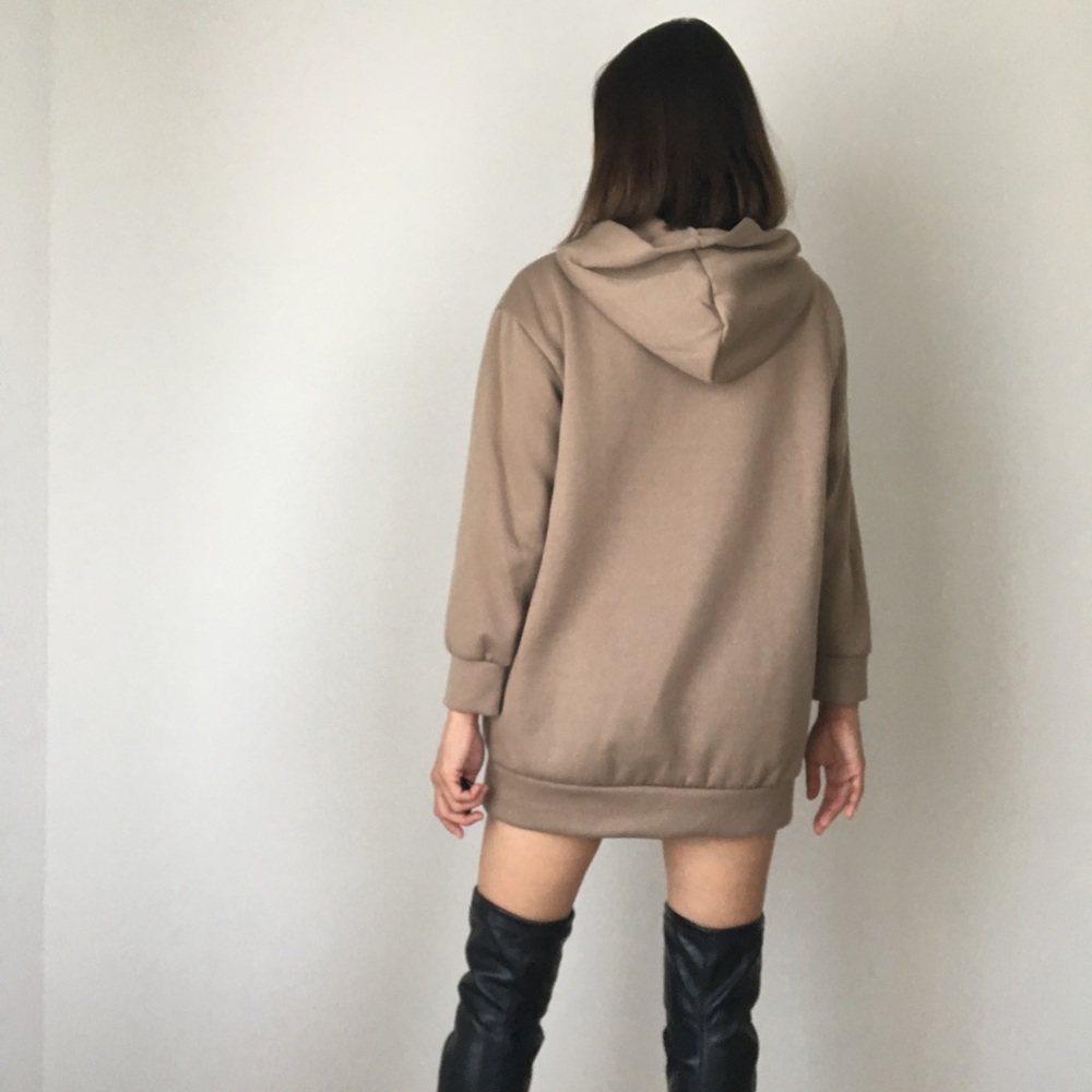 TOP TREND celebrity style NUDE long sweatshirt - Picture 6 of 7