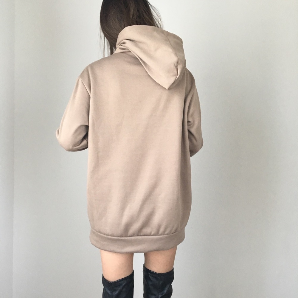 TOP TREND celebrity style NUDE long sweatshirt - Picture 7 of 7