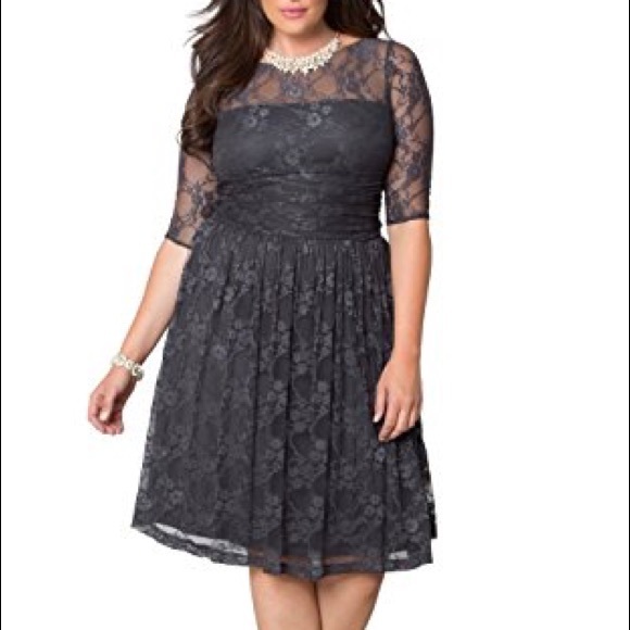 Kiyonna Luna Lace Dress in Gray - Picture 4 of 8