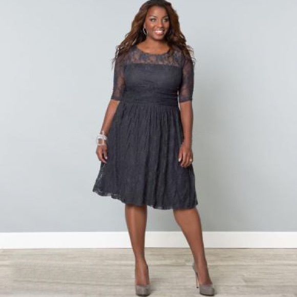 Kiyonna Luna Lace Dress in Gray - Picture 5 of 8