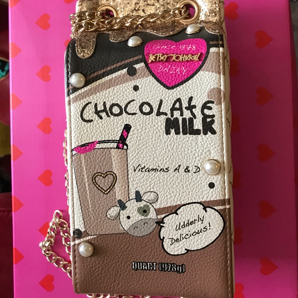 Betsey Johnson Chocolate Milk Carton Purse