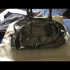 Coach metallic silver hand bag