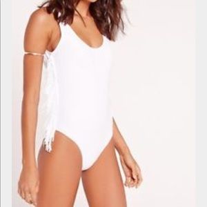 White fringe one piece