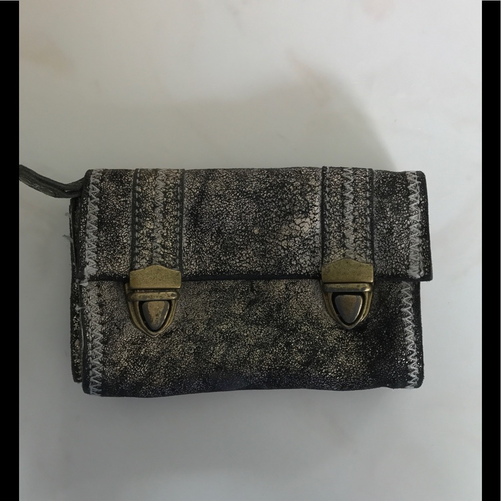 Anthropologie Gold Distressed Wallet