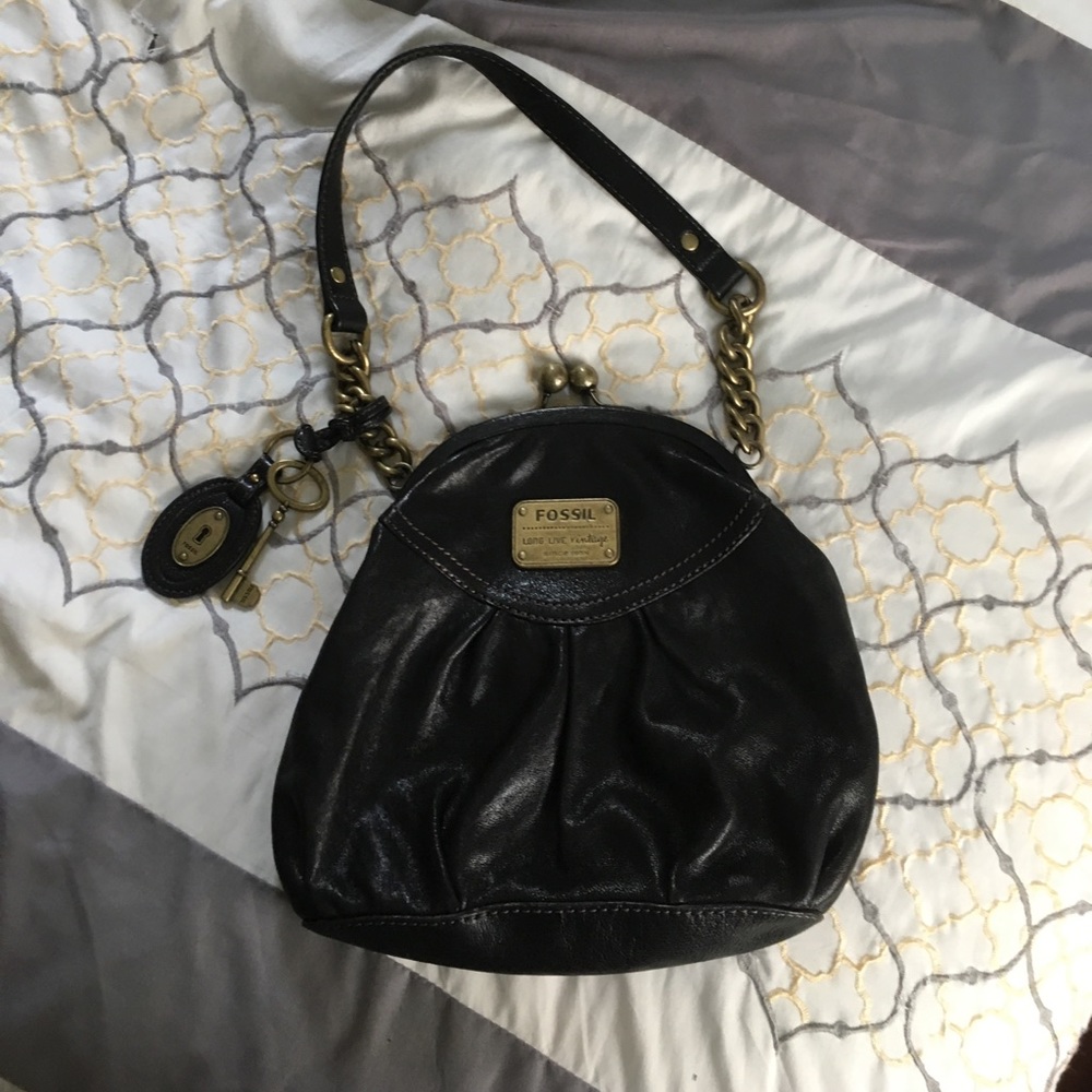 Black Leather Fossil Bag