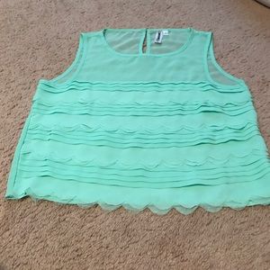 NWOT beautiful sheer scalloped top