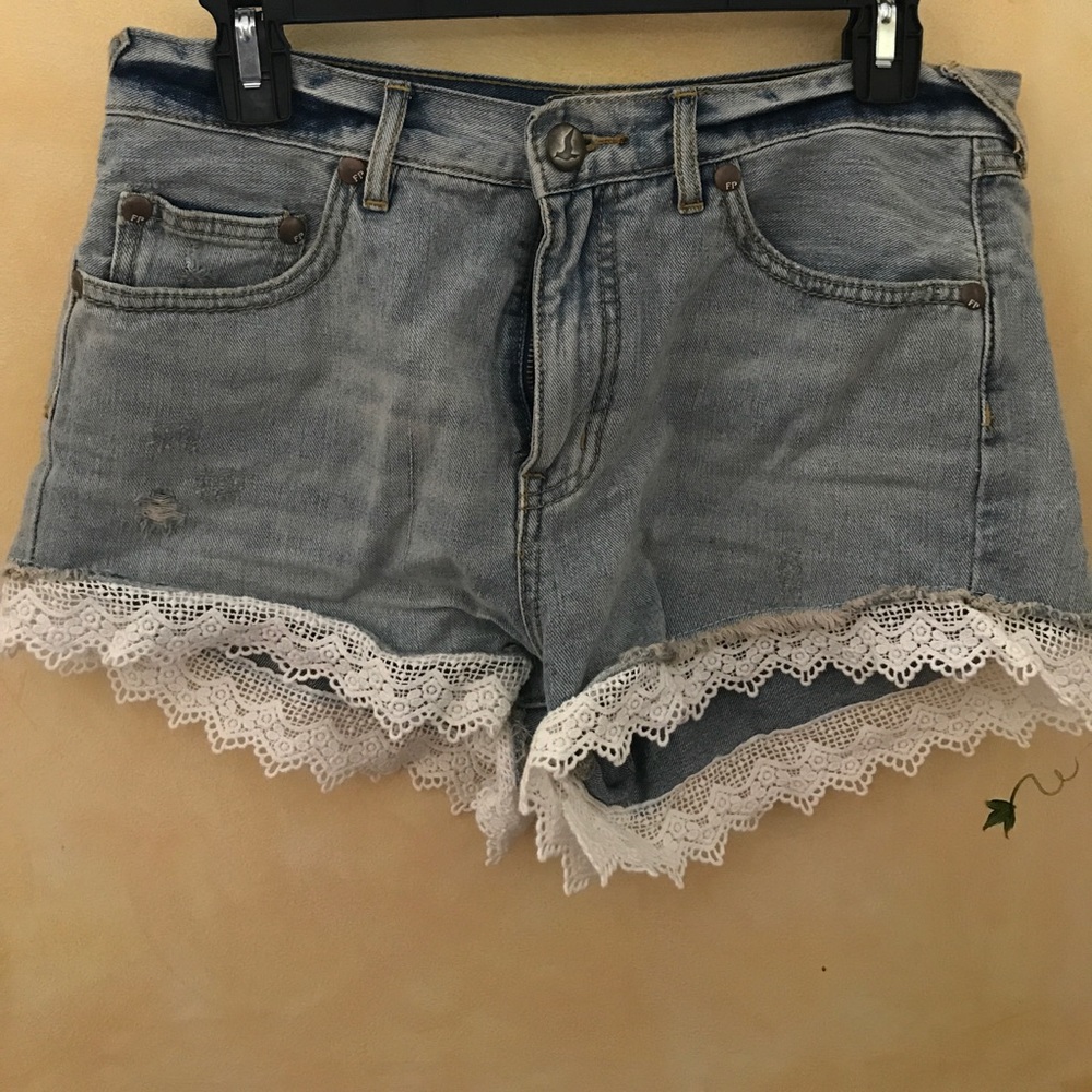 Free people Light Denim High-Waisted Shorts