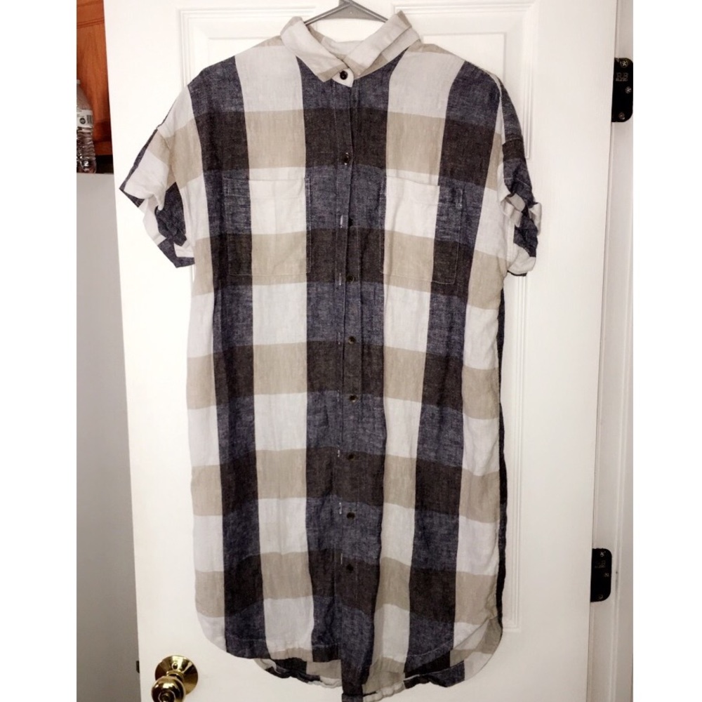 Plaid button up dress