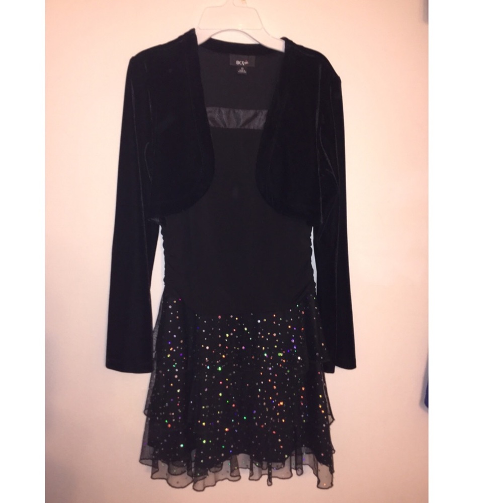 BCX Girl sparkly black dress