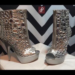 Jeweled heel booties