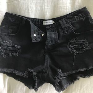 Sincerely Jules Distressed Black Denim Cutoffs