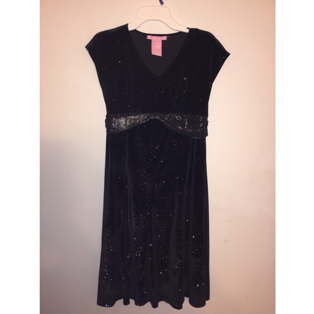 Hype girls glittered black v-neck dress