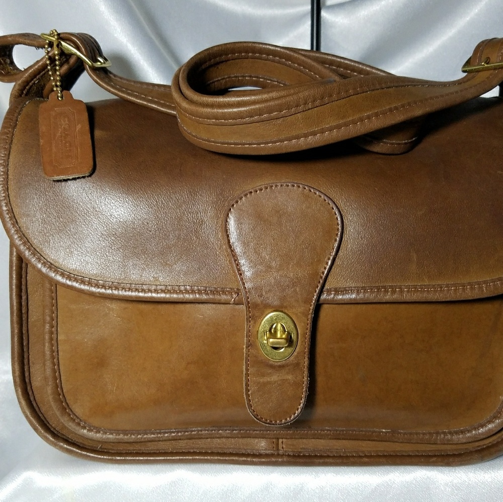 Vintage Coach Large Tabac Leather Rambler Bag 9735