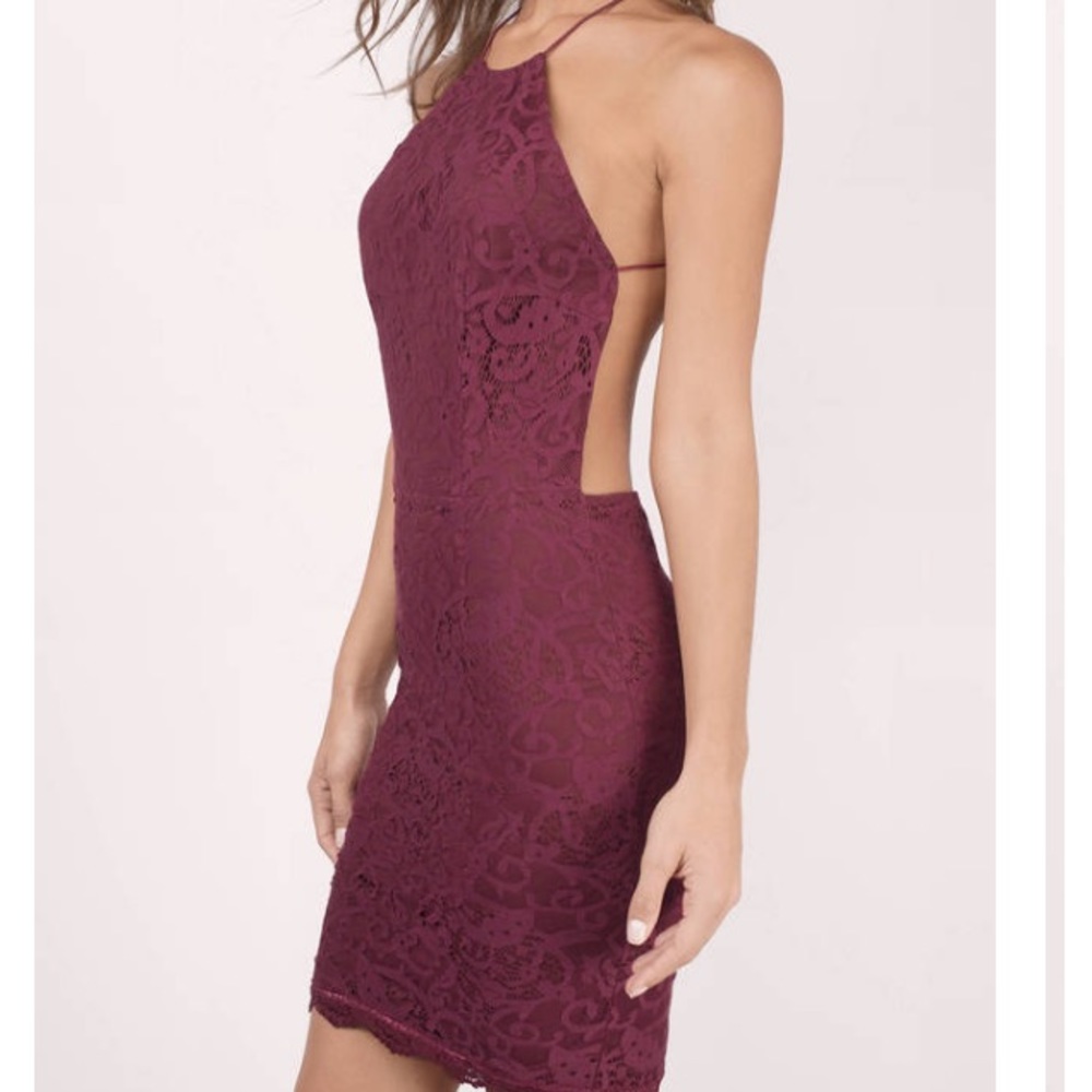 Burgundy Lace Backless Bodycon Dress *NEVER WORN*