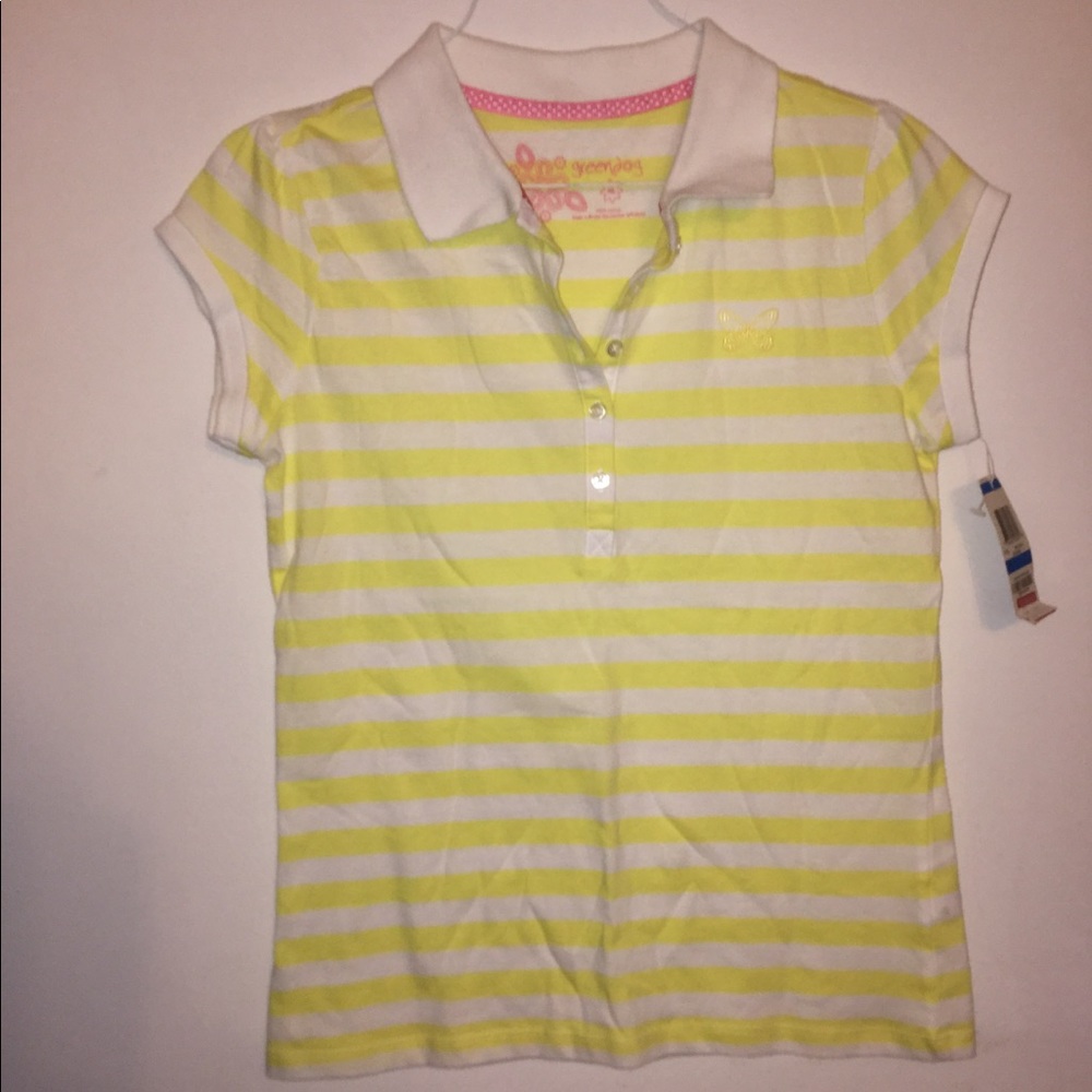 Girls striped white and yellow polo