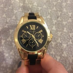 Black and Gold Cuff Watch