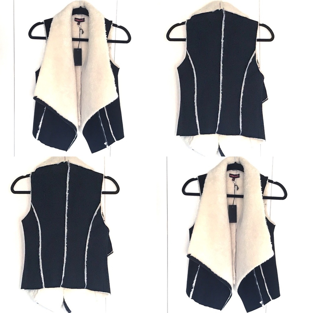🔥CONTRAST SHEARLING VEST🔥NWT🔥